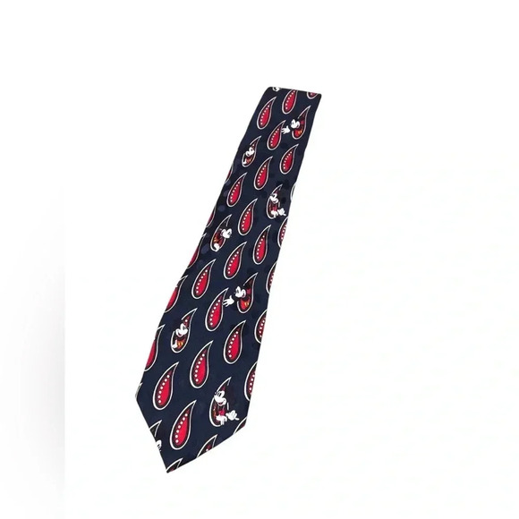 Vintage The Disney Store Mickey Mouse Navy Blue 100% Silk Tie - Picture 1 of 2